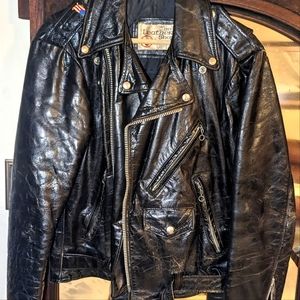 Leather Shop Classic Black Leather motorcycle Jacket. 1979